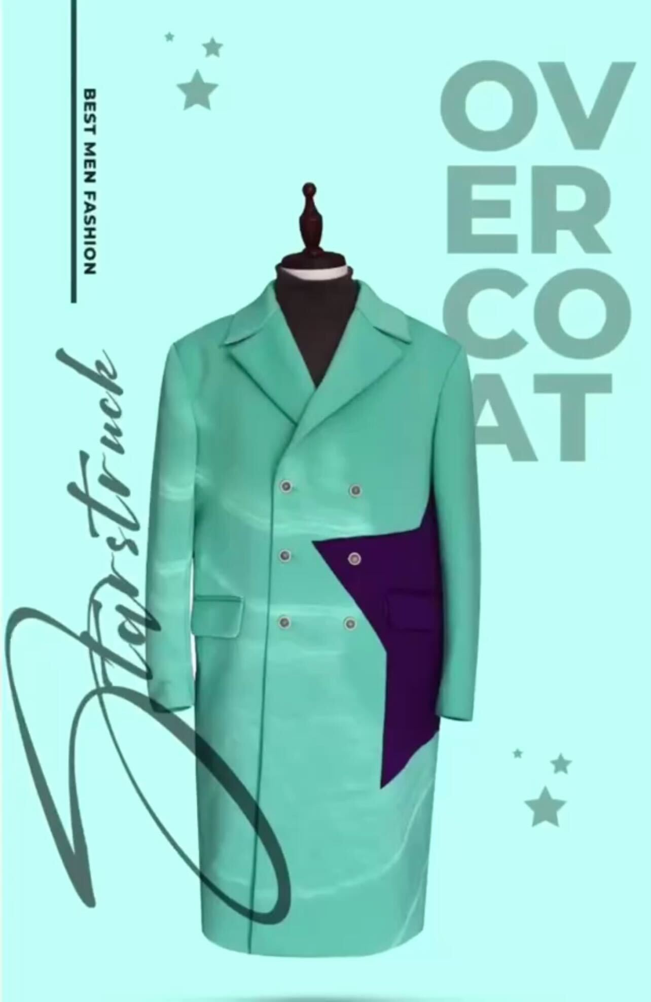 Overcoat - Turquoise/Purple Star